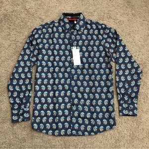 Silver Stone Blue Paisley Button Up Shirt Mens M